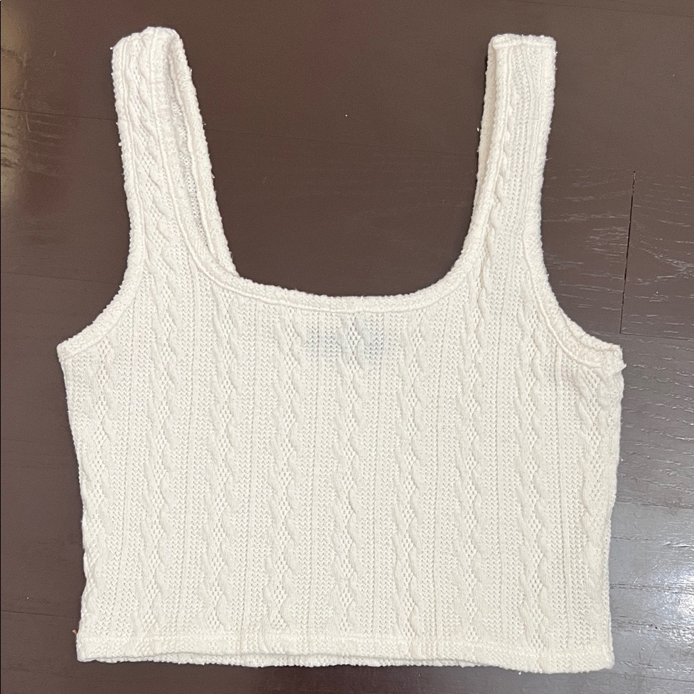 Forever 21 Cable Knit White Tank Top